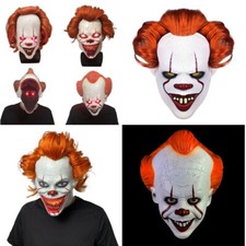 Horror Clown LED Mask Face Latex Adult Masquerade Party Cosplay Halloween Props