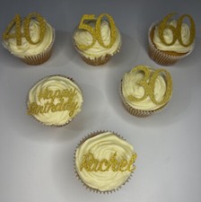 Personalise 6 Birthday age name Cupcake Toppers non edible