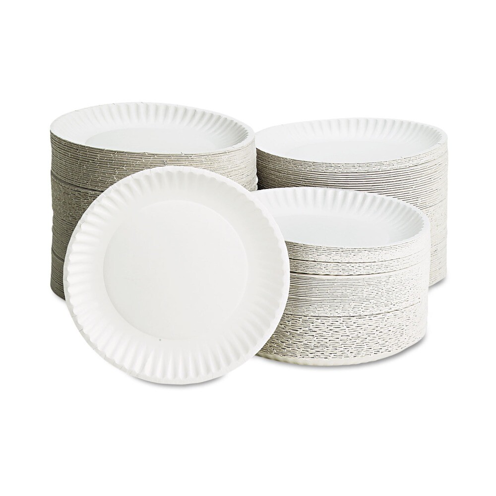 AJM Packaging Corporation PP9GREWHPK 9" dia Paper Plates - White (100/PK) New
