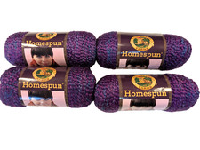 Lot of 4 Lion Brand Yarn Homespun 421 Purple Haze Skeins Bulky 6oz 185 Yds