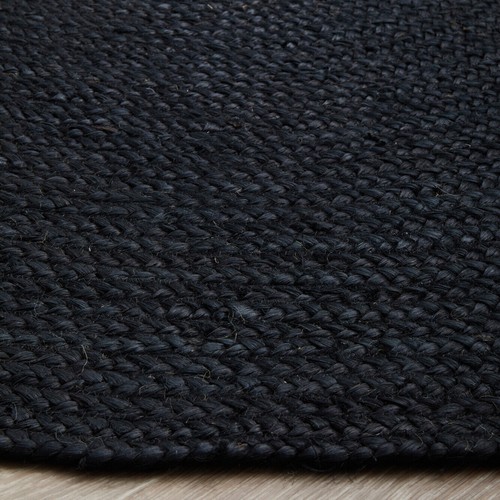 Rug Jute Home Decor Modern Area Rug Reversible Black Braided Oval Carpet Mat - Picture 3 of 10
