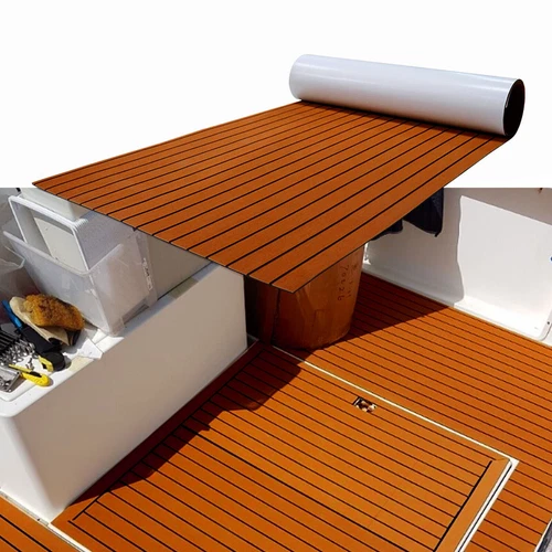 EVA Foam Mat Marine Carpet Yacht Boat Decking Teak Flooring Light Brown 240×90cm - Picture 10 of 22
