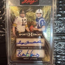 2026 Leaf SportsHeroes Terry Bradshaw Bert Jones Dual Autograph #1/1 Gold Vinyl