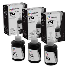 Compatible Ink Bottle Replacement for Epson 774 T774120 High Cap Blk, 3-Pk