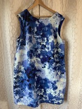 Adrianna Papell Floral Sheath Dress Women 20W Blue Sleeveless Above Knee Event
