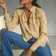 NWT Anthropologie PILCRO The Tavi Buttondown Shirt Semi Sheer Moss size X-LARGE