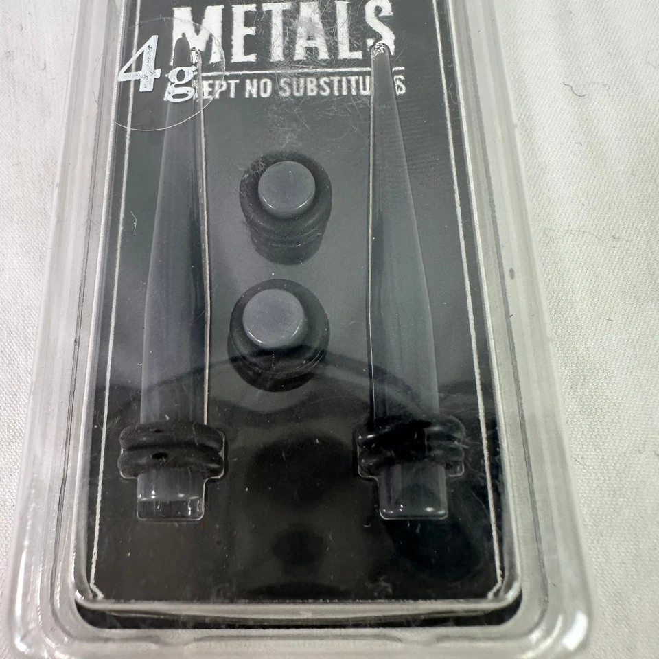 Metales mórbidos NUEVO 4g Negro Acrílico Lóbulo de Oreja Picos y Tapones Conjunto Joyería Corporal Foto 4 de 4