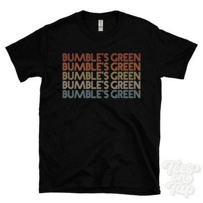 BUMBLE'S GREEN REPEATED RETRO STYLE T-SHIRT mens & womens uk place name gift