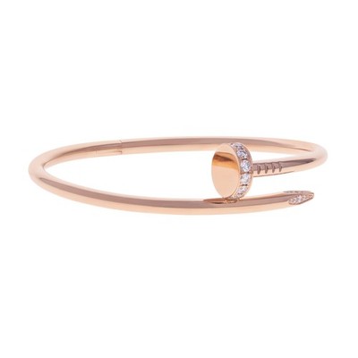 Cartier 18k Rose Gold Diamond Juste Un Clou Bangle Bracelet Size 17