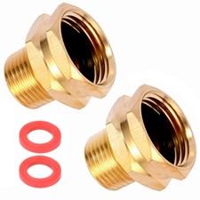 2 Pack Brass Garden Hose Adapter, 3/4" GHT Female x 1/2" NPT Male Connector,GHT