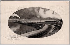 Nelson BC CPR and City Wharf Steamer 1913 PNC Glosso Postcard H87