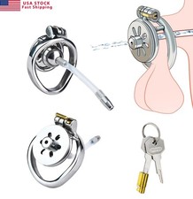 Silicone Penis Plug Urethral Hollow Metal Male Chastity Cage Lock