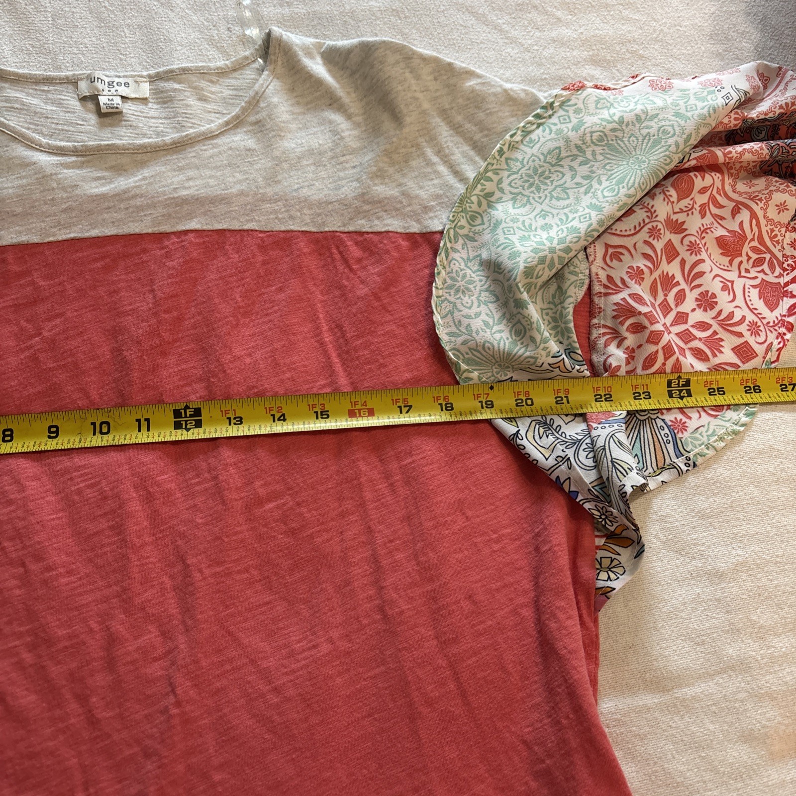 Umgee Boho Top Orange Patchwork Flutter Sleeves P… - image 7