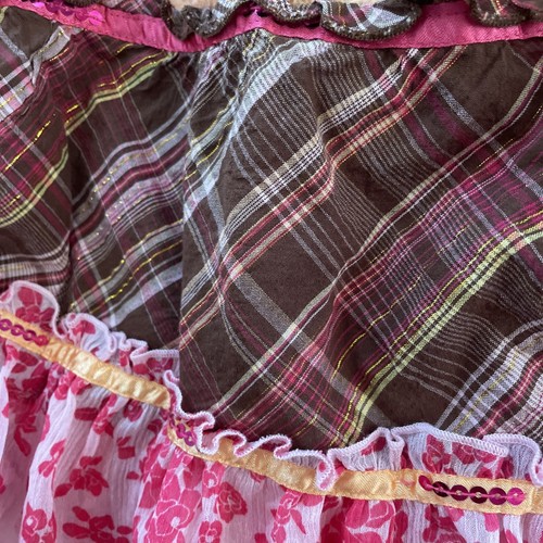 Limited Too Patchwork Tiered Skirt Girl's Size 12 sequins pink brown tie die - Picture 3 of 9