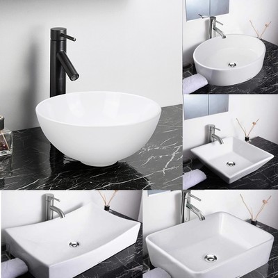 Aquaterior Bathroom Sink Porcelain Ceramic Vessel Vanity Basin Pop-up Drain Set