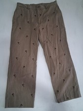 Vtg Mens Orvis Khaki Pants Tan AOP Embroidery Pheasant Bird 34x27 Hunting Golf