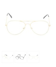Classic Pilot Style Clear Lens Glasses Metal Frame Unisex Fashion Eyewear