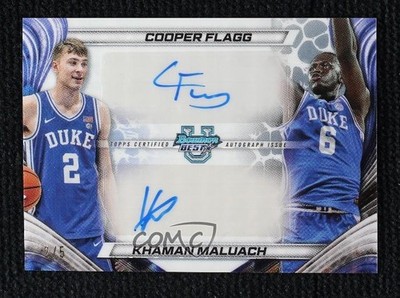 2024-25 Bowman U Best Dual White Geometric Refractor 2/5 Cooper Flagg Auto 1d59