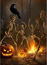 5D Skeleton Diamond Art Painting Kits for Adults,Pumpkin,Halloween Diamond dots,