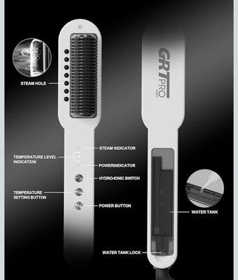 Hydro Ionic Haarbürste Keramik Glätteisen Kamm Wasserstrahler Knopf 230C Easy