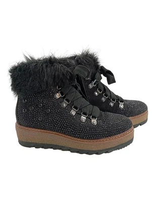 Tamaris Bottines Femme Noires Fourrure Strass Glamour Fermeture (EU 37) - Photo 1/4