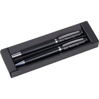 Schreibset Mit Gravur / Mit Kugelschreiber Und Rollerball / Aus Metall