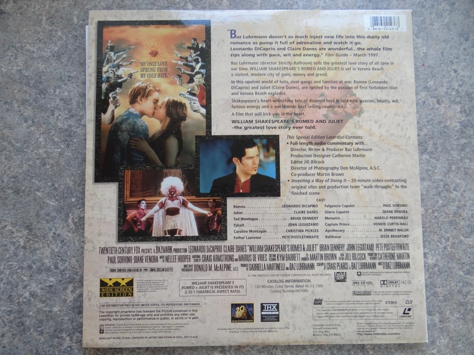 Romeo Julia US Laser Disc LD Film Video CD Laserdisk Leonardo DiCaprio Englisch - Bild 3 von 4