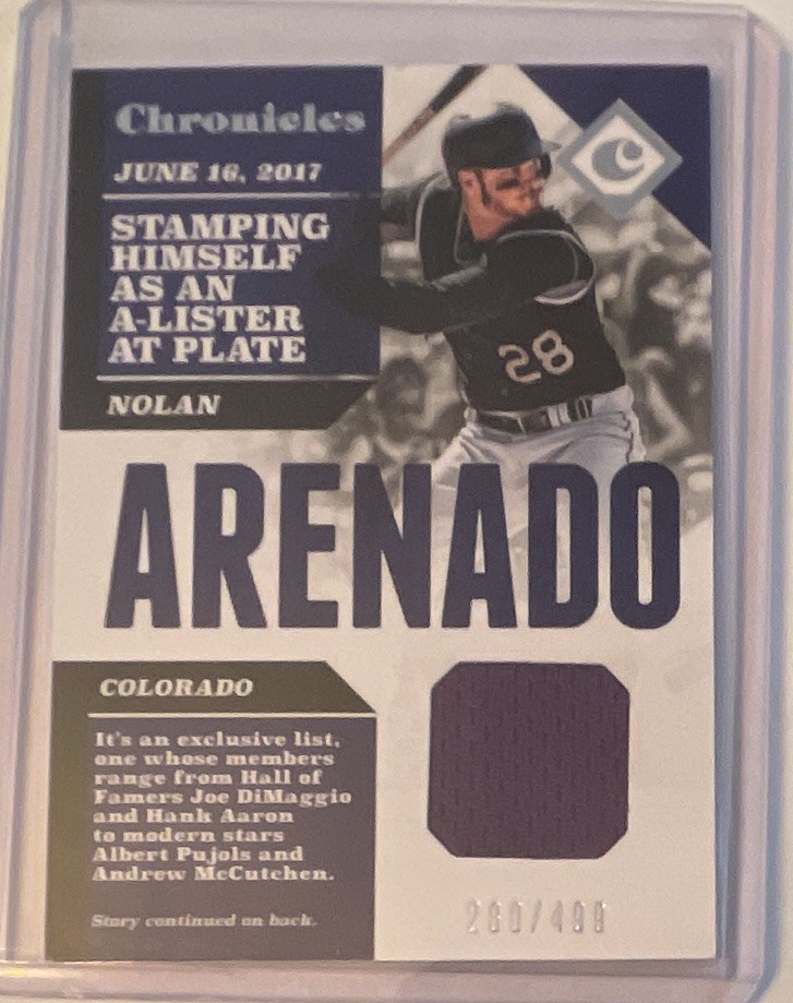 2017 Panini Chronicles - Nolan Arenado CS-NA Game Used /499 Colorado Rockies