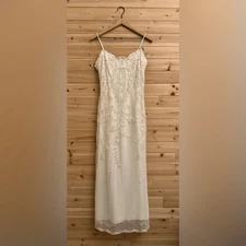 Vintage Jessica McClintock Bridal Sz Small Coquette Beaded Ivory Wedding Gown