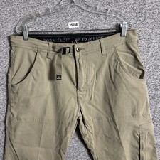 Prana Men's Size 36x30 Brown Straight Leg Zion Belted Outerwear Pants