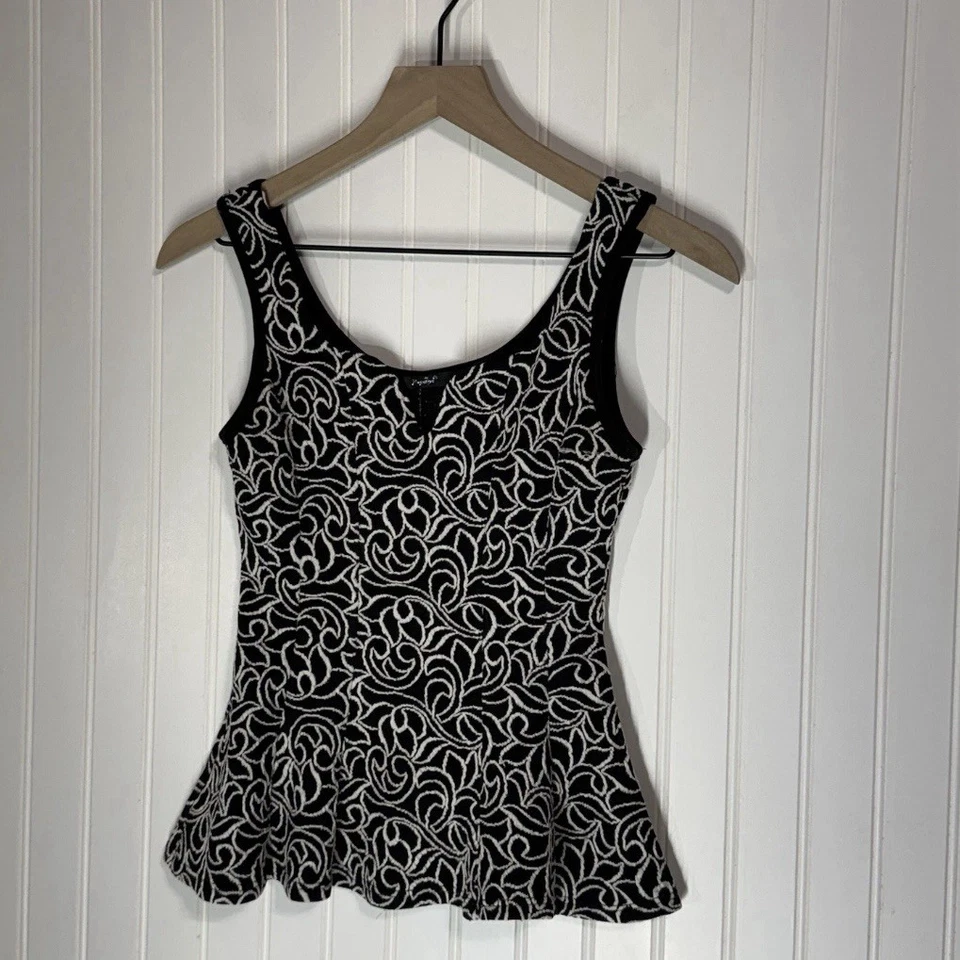 Camiseta sin mangas Papaya negra blanca bordada M cuello corazón Y2K Mob esposa hecha en EE. UU. Foto 3 de 4