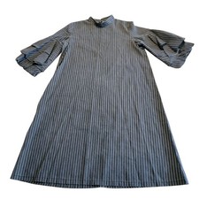 Belcorpo Dress Women’s Dark Gray White Striped Minimalist Boho Modest Sz S / M