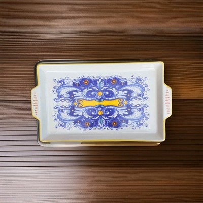 Deruta Ceramiche Rectangular Pottery Ceramic Serving Tray Bread Platter Vintage