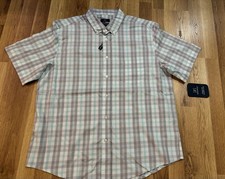 George NWT Classic Button Down Short Sleeve Plaid Shirt Mens Large