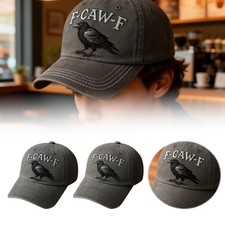 F-Caw-F Crow Hat, Vintage Gothic Black Bird Fcawf Cap,Vintage Baseball Cap 2PCS