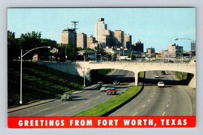 Fort Worth TX-Texas, General Banner Greeting, Skyline, Vintage Souvenir Postcard