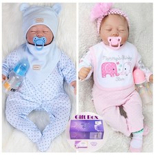 22'' Real Reborn Newborn Dolls Twins Handmade Lifelike Baby Girl Boy Babies Gift