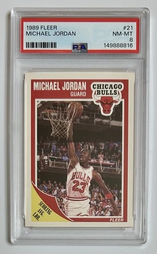 Michael Jordan 1989-90 Fleer PSA 8 Mint Chicago Bulls NBA Card #21