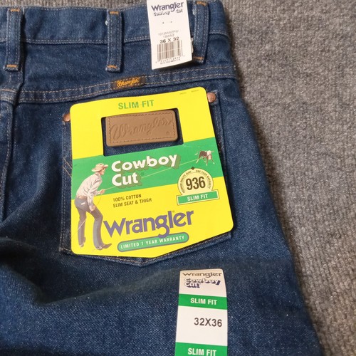 Wrangler Vintage Deadstock Mens Blue Jeans 32×36 13MWZ 936 Slim Fit Cowboy Cut - Picture 11 of 13