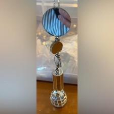 Silver Mirrored Glass Metal Suncatcher Hanging Window Disco Ball Decor Ornament
