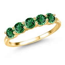 18K Yellow Gold Plated Silver Gemstone Birthstone 5-Stone Band Ring For Women 