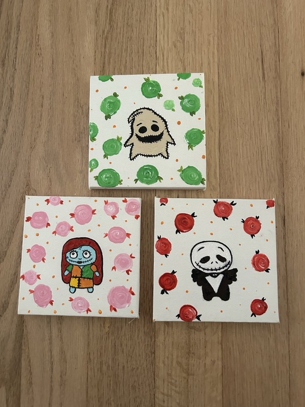 Set of 3 Nightmare before Christmas Acrylic Canvas Paintings