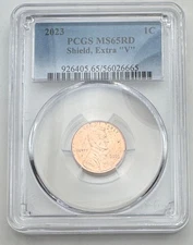 2023 Lincoln Shield Cent Extra V - PCGS Graded MS65RD - Penny - 1C - Xtra V