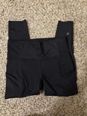 Lululemon Fast And Free High Rise Crop 21  Elite Size 6 Black with pockets