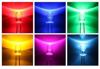 100pc 3mm 5mm LED Clear Len Light Blue Red Green White Yellow Purple Light DIY