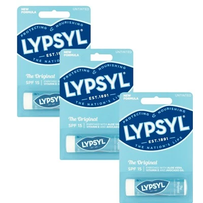 Lypsyl Original Lip Balm 42g Beeswax Free Deeply Hydrates Dry Lips x 3