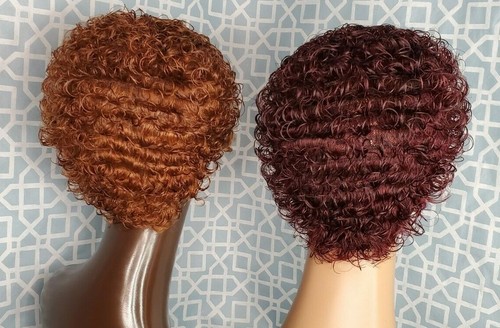 Short Curly Human Hair None Lace pixie Wigs for Black Women. WIG SHIA BG/30 - 第 4/37 張圖片