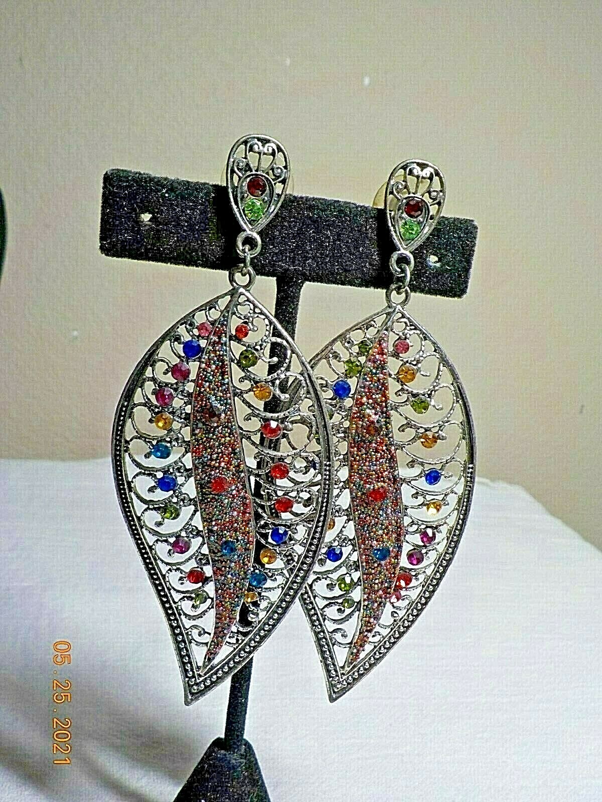 STATEMENT!! MULTI COLOR RHINESTONE STUDDED FEATHE… - image 1