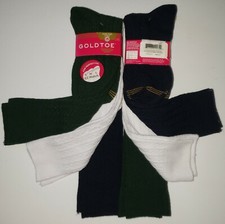 6 Pair GoldToe EZ Match Knee High Girls Socks Kids Size 2-10.5 Blue White Green