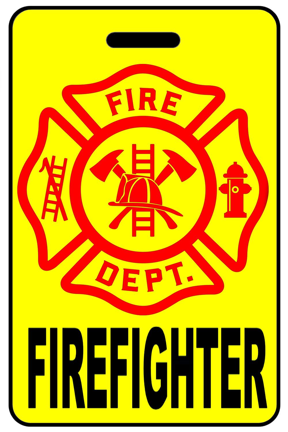 Personalized Safety Yellow Firefighter Cross Luggage/Gear Bag Tag